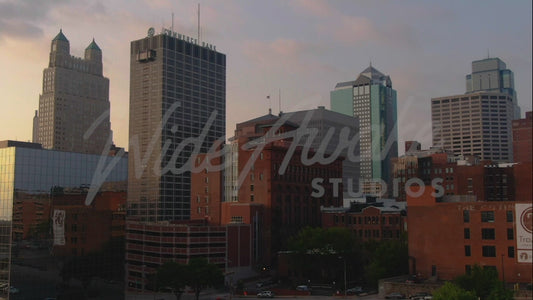 Drone shot, Downtown Kansas City sunrise