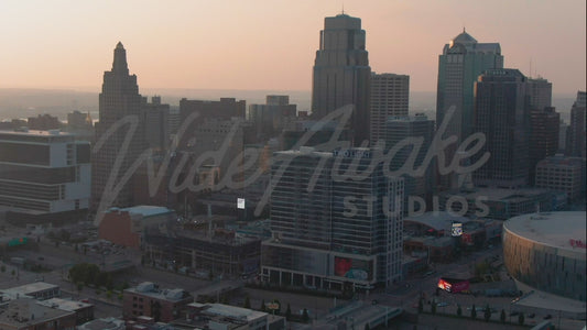Drone shot, Downtown - Power & Light District & T-Mobile Center