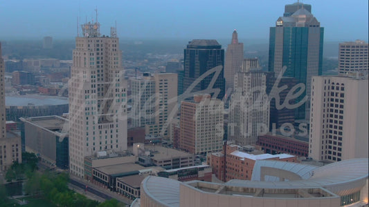 Drone shot, Downtown Kansas City overcast